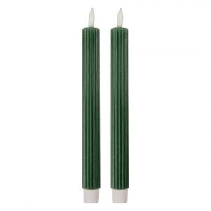 Set 2ks úzká zelená svíčka s vroubkováním Led Candle - Ø 2*25 cm / 2*AAA 6CA0002DGR obraz