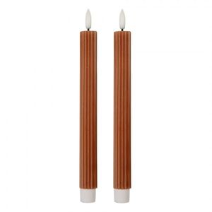 Set 2ks hnědá úzká svíčka s vroubkováním Led Candle - Ø 2*25 cm / 2*AAA 6CA0002CH obraz