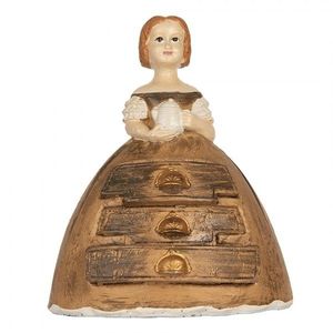 Hnědá antik šperkovnice se šuplíčky dívka v šatech - 16*11*20 cm 6PR5558 obraz
