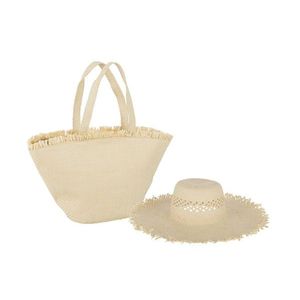 Set béžový plážový klobouk a taška Beach - Ø 47*12cm 56cm / 58*17*35/ 60cm 33253 obraz