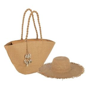 Set béžový plážový klobouk a taška Beach - Ø 47*12cm 56cm / 58*16*33/ 60cm 33268 obraz