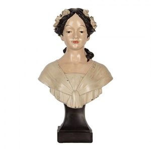Béžová dekorace busta žena s květy ve vlasech - 18*12*31 cm 6PR5550 obraz
