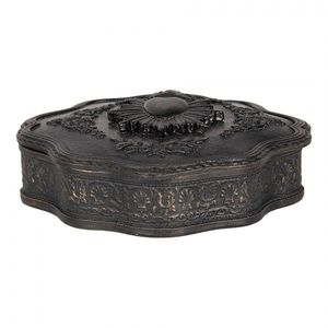 Černá antik šperkovnice s dekorem nejsvětější srdce Ježíšovo - 12*11*4 cm 6PR5294 obraz