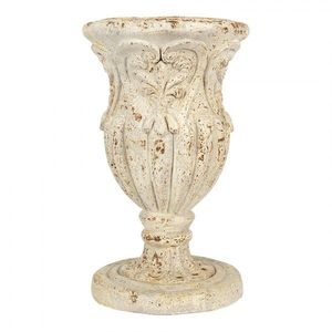 Béžový antik květináč/ váza zdobený ornamety Brocante - Ø 27*43 cm 6MG0122 obraz