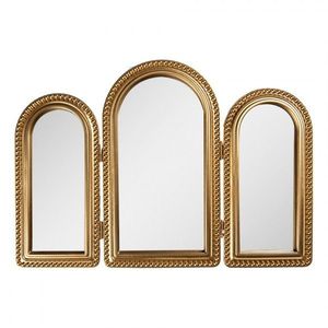 Zlaté antik trojité zrcadlo zdobené perličkami Pearl - 50*2*35 cm 62S315 obraz