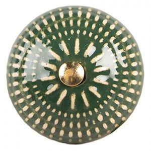 Zelená keramická knopka s dekorem - Ø 4*3 cm / S3 cm 66283 obraz