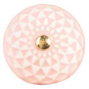 Růžová keramická knopka s dekorem - Ø 4*3 cm / S3 cm 66282 obraz