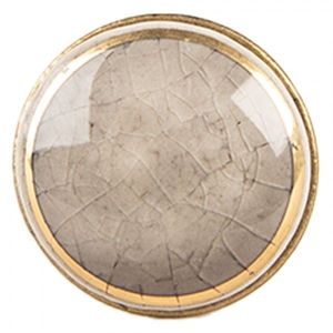 Šedá keramická knopka se zlatým okrajem - Ø 3*3 cm / S3 cm 66281G obraz