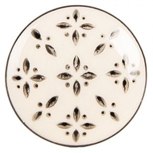 Béžová keramická knopka s černým dekorem - Ø 4*3 cm / S3 cm 66278 obraz