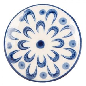 Béžová keramická knopka s modrým dekorem - Ø 4*3 cm / S3 cm 66279 obraz