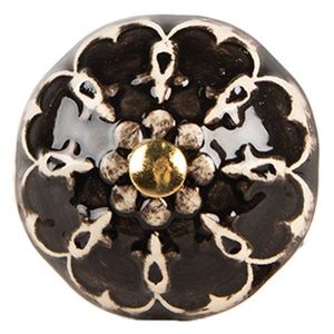 Černá keramická knopka s ornamenty - Ø 4*3 cm / S3 cm 66274 obraz
