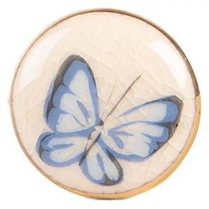 Béžová keramická knopka s motýlkem Butterfly - Ø 3*3 cm / S3 cm 66267 obraz