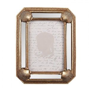 Zlatý fotorámeček s mušličkami a zrcátky - 9*2*12 cm / 6*9 cm 2F1341 obraz