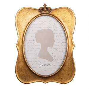Zlatý antik fotorámeček s korunkou - 14*2*19 cm / 10*15 cm 2F1337 obraz