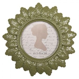 Zelený kulatý fotorámeček s listy - Ø 19*2 cm / Ø 10 cm 2F1314 obraz