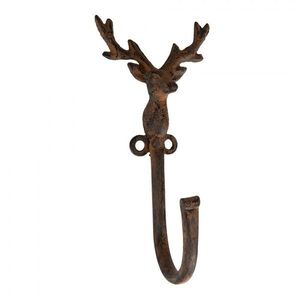 Hnědý antik nástěnný háček Jelen - 8*6*16 cm 6Y5947 obraz