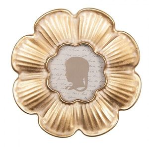 Zlatý kulatý fotorámeček ve tvaru květu - Ø 15*2 cm / Ø 8 cm 2F1332 obraz
