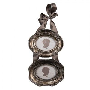 Stříbrný antik 2ks fotorámeček na zavěšení - 14*3*27 cm / 9*7 cm 2F1331 obraz