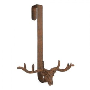 Hnědý antik háček na dveře na věnec Jelen - 28*11*37 cm 6Y5946 obraz