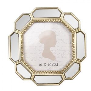 Zlatý fotorámeček s perličkami a zrcátky - 15*2*15 cm / 10*10 cm 2F1334 obraz
