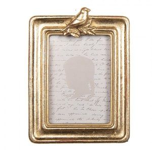 Zlatý malý fotorámeček s ptáčkem - 9*2*12 cm / 6*9 cm 2F1327 obraz