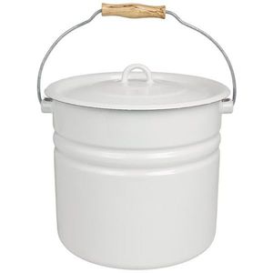 Bílý smaltovaný kbelík s víkem Emil´s Enamel Offwhite - Ø 28*27 cm / 12L 694301 obraz