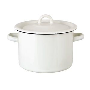 Bílý smaltovaný hrnec s víkem Emil´s Enamel Offwhite - Ø 18*17cm / 3L 690821 obraz