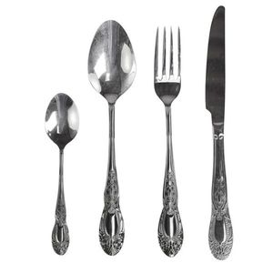 4-dílná stříbrná lesklá sada příboru Ornament - 23cm 61055012 obraz