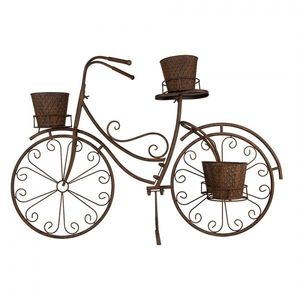 Hnědý antik kovový držák na květiny kolo s květináčky Bicycle - 107*35*70 cm 5Y1266 obraz
