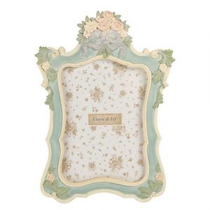 Béžovo-zelený pastelový fotorámeček s květy - 19*2*26 cm / 13*18 cm 2F1362M obraz