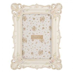 Krémový antik fotorámeček s pastelovými květy - 16*2*21 cm / 10*15 cm 2F1371S obraz