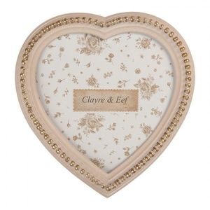 Béžovo-zlatý fotorámeček srdce s perličkami - 15*2*16 cm / 13*13 cm 2F1369 obraz