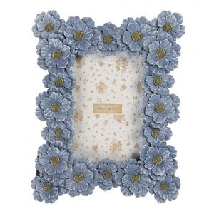 Modrý fotorámeček zdobený květy - 19*3*25 cm / 10*15 cm 2F1366S obraz
