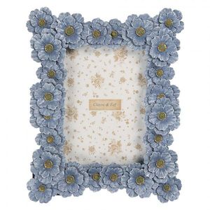 Modrý fotorámeček zdobený květy - 22*3*27 cm / 13*18 cm 2F1366M obraz