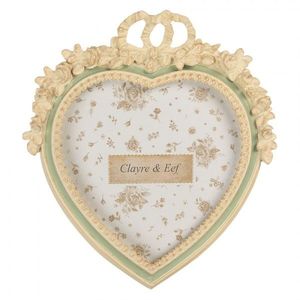 Béžovo-zelený fotorámeček srdce s růžičkami - 16*3*18 cm / 10*15 cm 2F1364S obraz