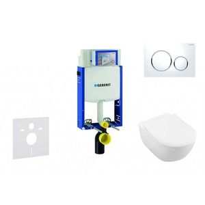 GEBERIT Kombifix Modul pro závěsné WC s tlačítkem Sigma20, bílá/lesklý chrom + Villeroy Boch WC a sedátko, DirectFlush, SoftClose, CeramicPlus 110.302.00.5 NI4 obraz