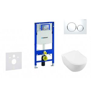 GEBERIT Duofix Modul pro závěsné WC s tlačítkem Sigma20, bílá/lesklý chrom + Villeroy Boch WC a sedátko, DirectFlush, SoftClose, CeramicPlus 111.300.00.5 NI4 obraz
