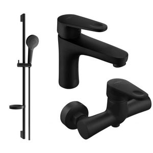 MEXEN/S Kama DS05 Set umyvadlové a sprchové baterie s příslušenstvím, černá 72504DS05-70 obraz