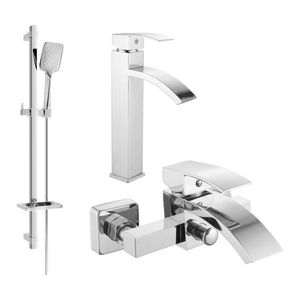 MEXEN/S Libra DQ62 Set umyvadlové a vanové baterie s příslušenstvím, chrom 745113DQ62-00 obraz