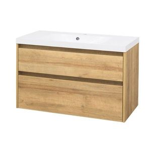 Mereo Opto, koupelnová skříňka s umyvadlem z litého mramoru 101 cm, dub Riviera CN922M obraz