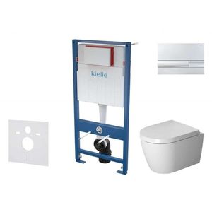 Kielle Genesis Set předstěnové instalace, klozetu ME by Starck a sedátka softclose, tlačítko Gemini l, lesklý chrom SANI11AP1100 obraz