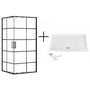 REA/S Sprchový kout CONCEPT 80x100 černý + bílá sprchová vanička Savoy KPL-K1005 obraz