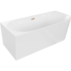 MEXEN/S Mia volně stojící rohová vana levá 170 x 80, bílá, sifon a přepad měď kartáčovaná 52691708000L-65 obraz