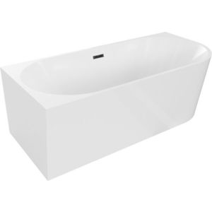 MEXEN/S Mia volně stojící rohová vana lewa 170 x 80, bílá, sifon a přepad černá 52691708000L-70 obraz