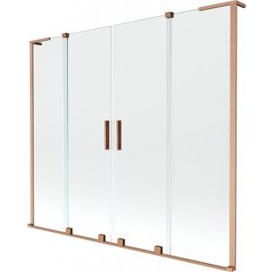 MEXEN/S Velar L Duo dvoukřídlá posuvná vanová zástěna 170 x 150, transparent, měď kartáčovaná 896-170-003-02-65 obraz