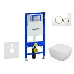 GEBERIT Duofix Set předstěnové instalace, klozetu Oudee a sedátka softclose, tlačítko Sigma20, bílá/pozlacená SANI11CA3125 obraz