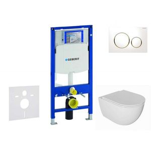 GEBERIT Duofix Set předstěnové instalace, klozetu Oudee a sedátka softclose, tlačítko Sigma20, bílá/pozlacená SANI11CA3133 obraz