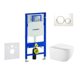 GEBERIT Duofix Set předstěnové instalace, klozetu Gaia sedátka softclose, tlačítko Sigma20, bílá/pozlacená SANI11CA3140 obraz