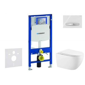 GEBERIT Duofix Set předstěnové instalace, klozetu Gaia a sedátka softclose, tlačítko Sigma50, chrom/alpská bílá SANI11CA3141 obraz