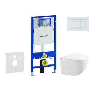 GEBERIT Duofix Set předstěnové instalace, kompaktního klozetu Gaia a sedátka softclose, tlačítko Sigma30, bílá/bílá mat SANI11CA3149 obraz